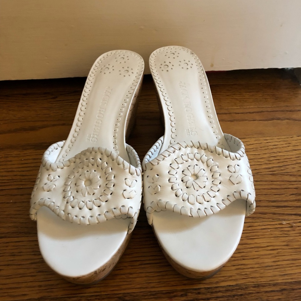 Jack Rogers white wedge sandal, size 8